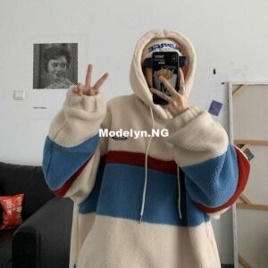 Japanese and Korean Style Fashion Fleece Hoodies Men's Splice Stripe Hooded Sweatshirt Men's Loose Coat Student Casual Top Pullo